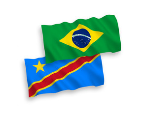 Flags of Brazil and Democratic Republic of the Congo on a white background