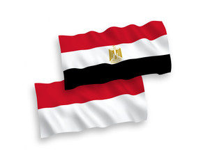 Flags of Indonesia and Egypt on a white background