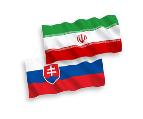 Flags of Slovakia and Iran on a white background