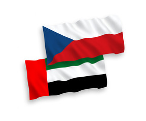 Flags of Czech Republic and United Arab Emirates on a white background