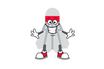 Illustration Vector of shuttlecock cartoon characters flat design Perfect for T Shirt design,logo,sticker 