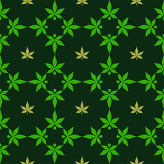 Marijuana seamless pattern Weed vector cannabis leaf tile background scarf isolated repeat wallpaper elegant