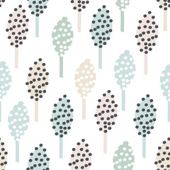 Hand drawn foresr seamless pattern. Childish texture. Great for fabric, textile. Cute vector Illustration.