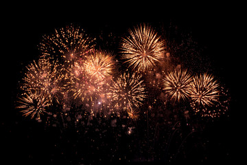 Colorful fireworks festivals on black background.