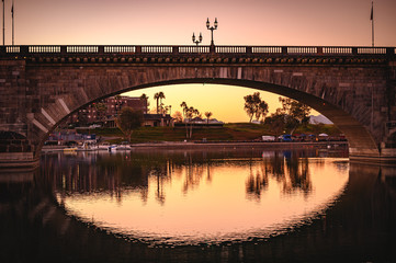 Fototapeta na wymiar Reflection of the Bridge over the Water