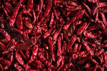 Dried chili peppers for sale at the market