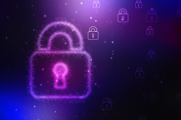 2d illustration Safety concept: Closed Padlock on digital background