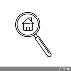 Search house concept on white background, vector illustration