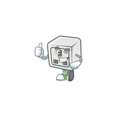 A mascot icon of USB power socket making Thumbs up gesture
