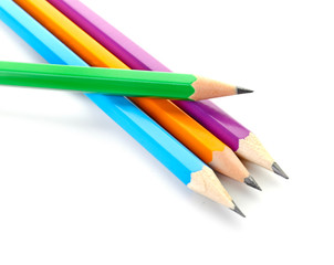 Ordinary pencils on white background