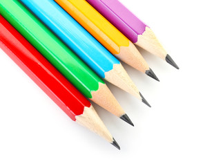 Ordinary pencils on white background