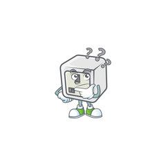 USB power socket cartoon mascot style in a confuse gesture