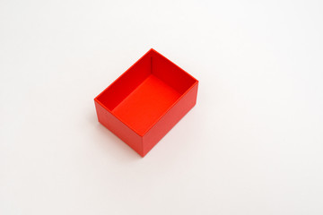 Red open empty box on a white background. Packaging. Gift.