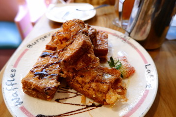 Fried Sandwich with Chocoloate Sauce