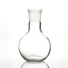 The glass bulb. Spherical flask. Chemical flask. Chemical vessels. Glassware. Spherical flask with...
