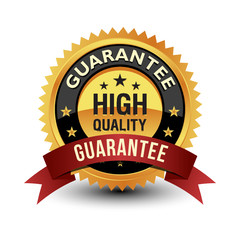 100% High Quality Guarantee Golden Medal Isolated on White Background.