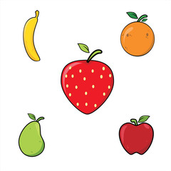 Fruits set, vector illustration.