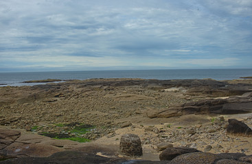 Rocky Atlantic ocean shore near Cherbourg, France