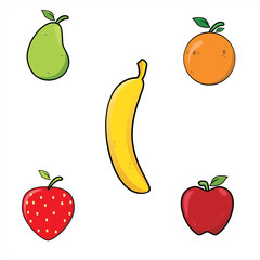 Fruits set, vector illustration.