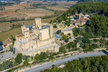 Fototapeta na wymiar Castle and Church of Sant Pedro, in Castellet Catalonia Spain,