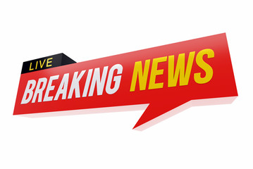 Breaking News Live header red bubble isolated on white