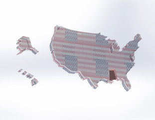 3D map of the United States.  Alabama