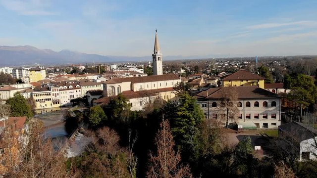 Italy Sacile Oldtown aerial view