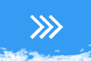 Arrow shaped cloud on blue sky