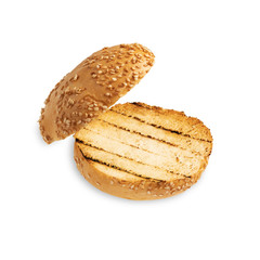 sliced sandwich bun top view isolated