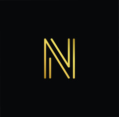 Outstanding professional elegant trendy awesome artistic black and gold color N NN initial based Alphabet icon logo.
