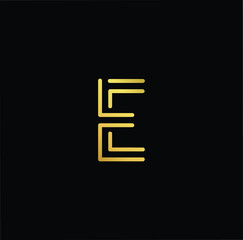 Outstanding professional elegant trendy awesome artistic black and gold color E EE initial based Alphabet icon logo.