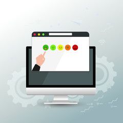 Rating on businessman or customer service. Website rating feedback and review concept.