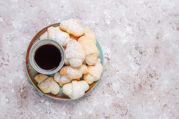 Homemade rugelach with jam filling,top view
