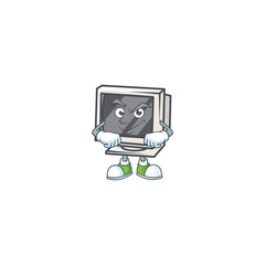 Vintage monitor mascot icon design style with Smirking face