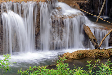 Forest Stream and Waterfall  Huay Mae Kamin National Park, Kanchanaburi, Thailand 