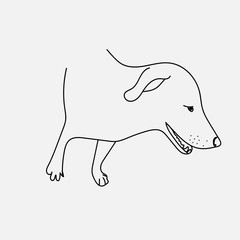sketch, casual style illustration of a cute dog with it's mouth open.