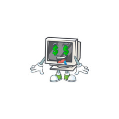 cartoon character style of vintage monitor with Money eye