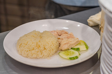 Hainan styled chopped chicken rice in Singaporean restaurant