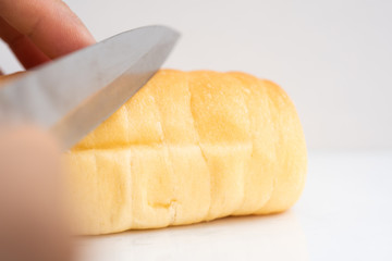Fresh breads on table in cooking.