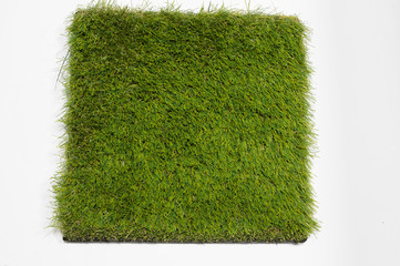 piece grass for football. On a white background, close-up