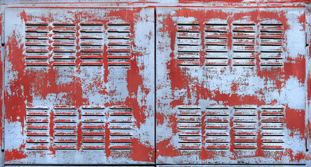 metal ventilation grill. stripped metal wall