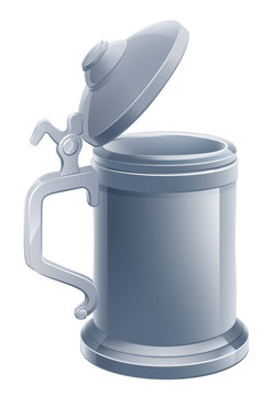 A cartoon beer stein pint tankard mug