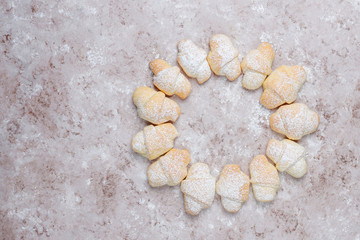 Homemade rugelach with jam filling,top view