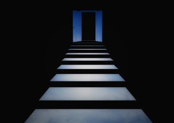 抽象的な白い階段と扉