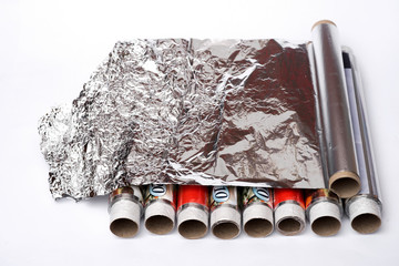 roll of foil with aluminum.