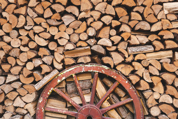 Wood stack with a redwheel