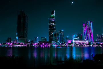 hong kong city skyline at night