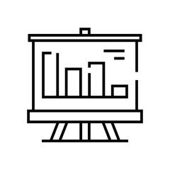 Bar diagram presentation line icon, concept sign, outline vector illustration, linear symbol.