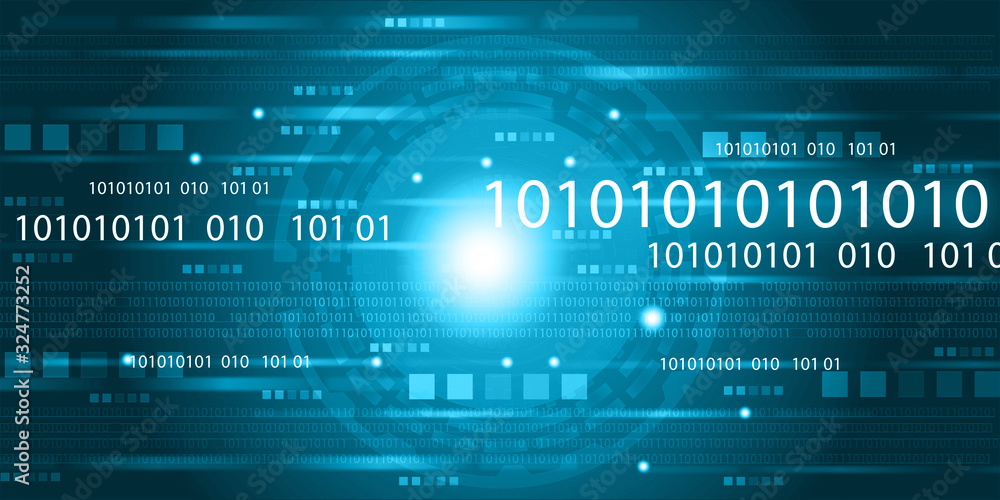 Poster abstract technology background. tech elements with binary cods. digital illustration.