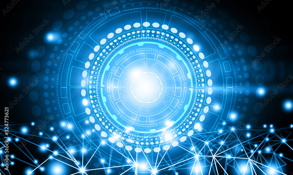 Poster abstract technology background. tech elements with binary cods. digital illustration.